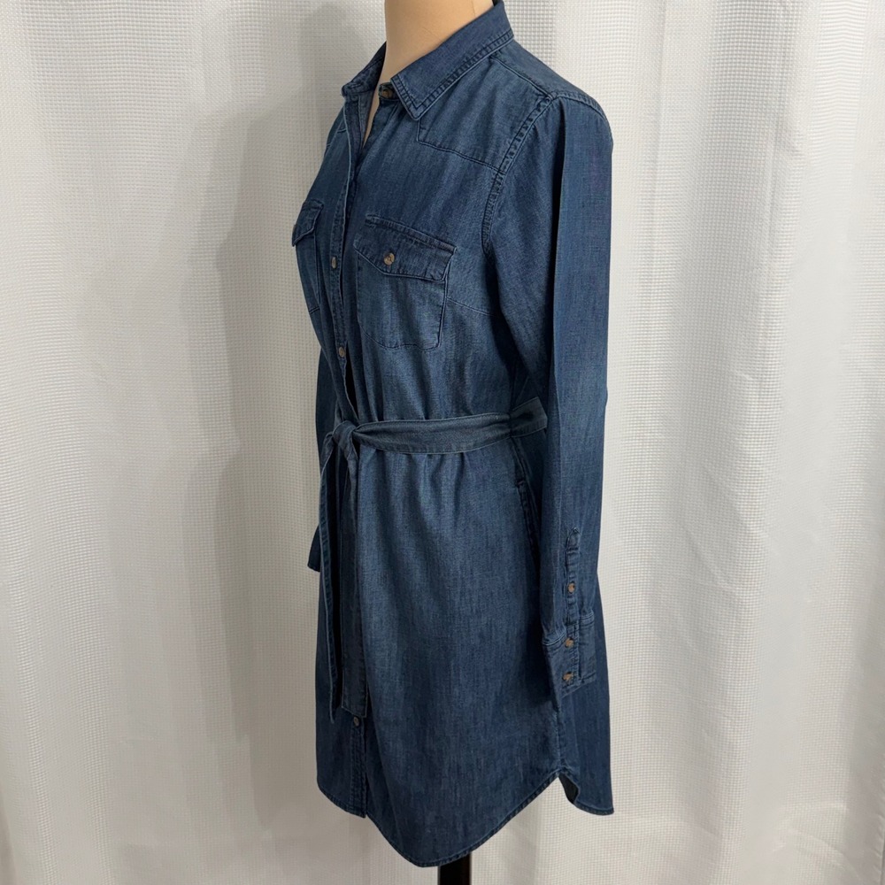 Merona Long Sleeve Button-Down Front Classic Denim Shirt Dress - Picture 4 of 10